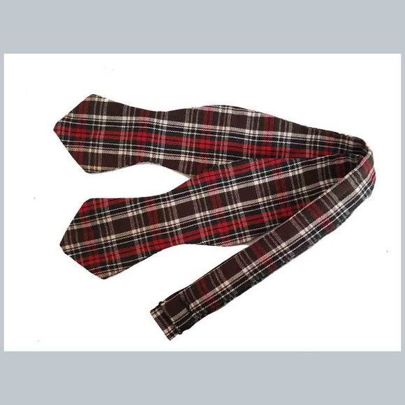Vintage Tartan Plaid Bow Tie Cotton Men's OS Adjustable - Picture 1 of 1